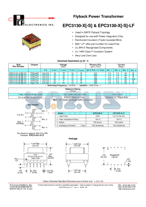 EPC3130-4 datasheet - Flyback Power Transformer