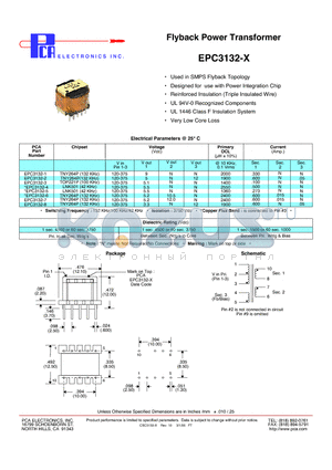 EPC3132-1 datasheet - Flyback Power Transformer