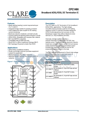 CPC1466D datasheet - Broadband ADSL/VDSL DC Termination IC