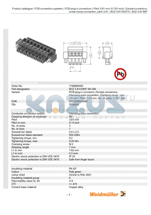 1798860000 datasheet - BCZ 3.81/3/90F SN GN