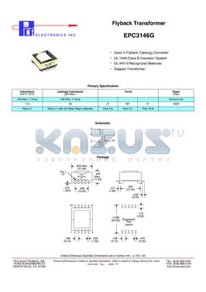 EPC3146G datasheet - Flyback Transformer