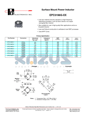 EPC3196G-4 datasheet - Surface Mount Power Inductor