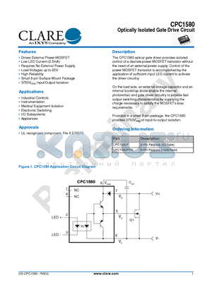 CPC1580PTR datasheet - Optically Isolated Gate Drive Circuit
