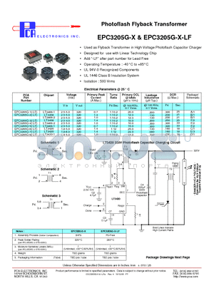 EPC3205G-4 datasheet - Photoflash Flyback Transformer