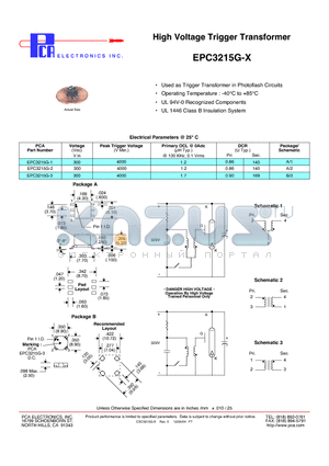 EPC3215G-1 datasheet - High Voltage Trigger Transformer