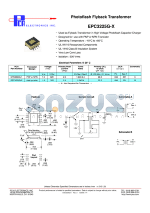 EPC3225G-2 datasheet - Photoflash Flyback Transformer