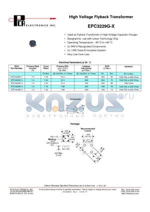 EPC3229G-2 datasheet - High Voltage Flyback Transformer