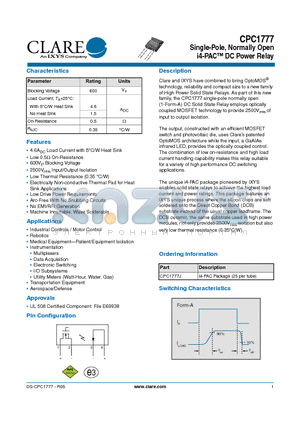 CPC1777_10 datasheet - i4-PAC DC Power Relay