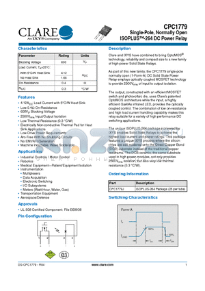 CPC1779_10 datasheet - ISOPLUS-264 DC Power Relay