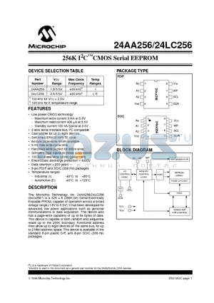 24LC256ISM datasheet - 256K I 2 C  CMOS Serial EEPROM