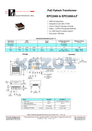 EPC3393 datasheet - PoE Flyback Transformer