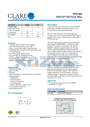 CPC1909 datasheet - ISOPLUS-264 Power Relay