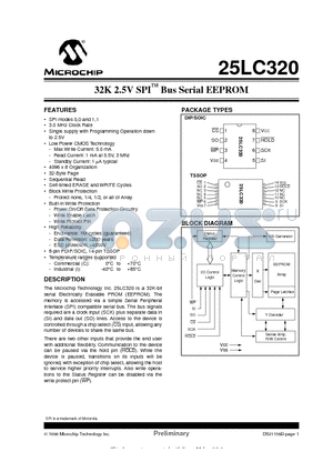 24LC320-IST datasheet - 32K 2.5V SPI  Bus Serial EEPROM