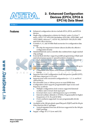 EPC4QI100 datasheet - 2. Enhanced Configuration Devices (EPC4, EPC8 & EPC16) Data Sheet