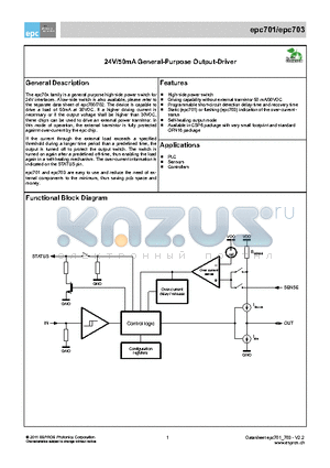 EPC701 datasheet - 24V/50mA General-Purpose Output-Driver