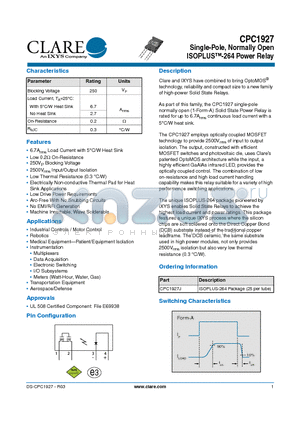 CPC1927_10 datasheet - ISOPLUS-264 Power Relay