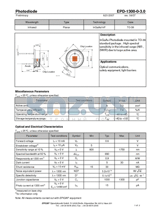 EPD-1300-0-3.0 datasheet - Photodiode