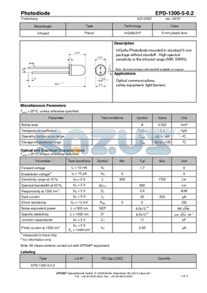 EPD-1300-5-0.2 datasheet - Photodiode