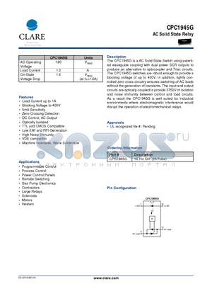 CPC1945G datasheet - AC Solid State Relay