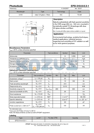 EPD-310-0-0.3-1 datasheet - Photodiode