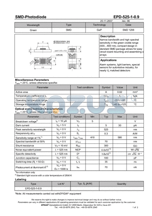 EPD-525-1-0.9 datasheet - SMD-Photodiode