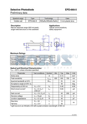 EPD-660-5 datasheet - Selective Photodiode