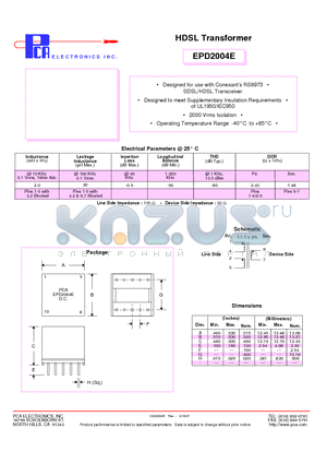 EPD2004E datasheet - HDSL Transformer