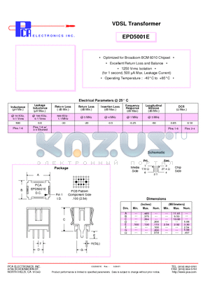 EPD5001E datasheet - VDSL Transformer