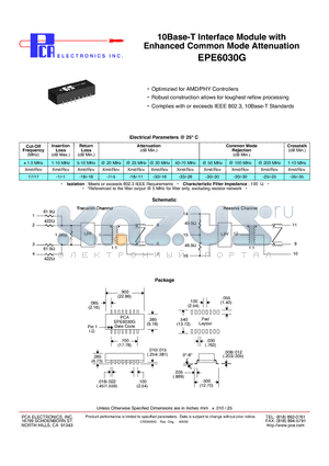 EPE6030G datasheet - 10Base-T Interface Module with Enhanced Common Mode Attenuation