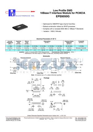 EPE6050G datasheet - Low Profile SMD 10Base-T Interface Module for PCMCIA