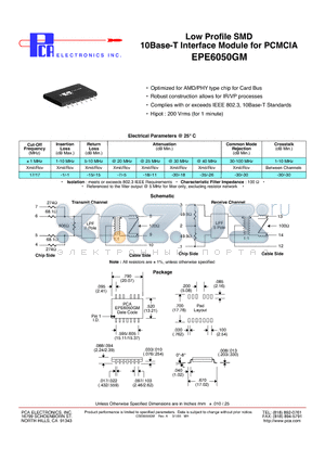 EPE6050GM datasheet - Low Profile SMD 10Base-T Interface Module for PCMCIA