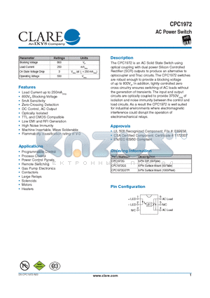 CPC1972G datasheet - AC Power Switch