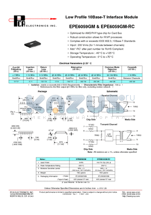 EPE6059GM datasheet - Low Profile 10Base-T Interface Module