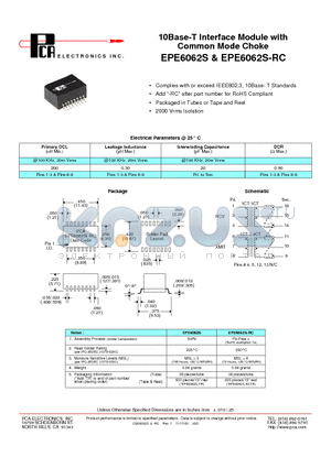 EPE6062S datasheet - 10Base-T Interface Module with Common Mode Choke