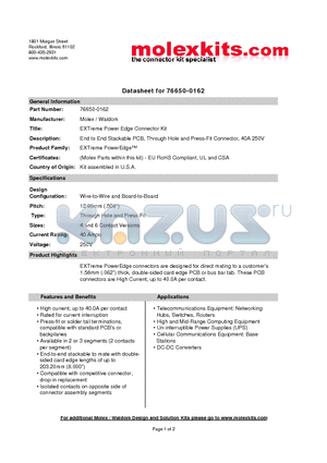 45714-0002 datasheet - End to End Stackable PCB, Through Hole and Press-Fit Connector, 40A 250V