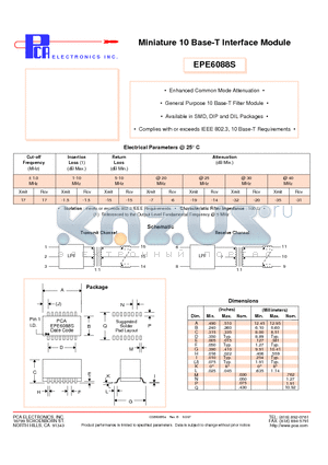 EPE6088S datasheet - Miniature 10 Base-T Interface Module