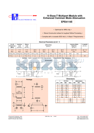 EPE6115S datasheet - 10 Base-T Multiport Module with Enhanced Common Mode Attenuation
