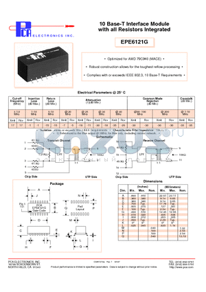 EPE6121G datasheet - 10 Base-T Interface Module with all Resistors Integrated