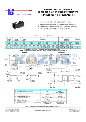 EPE6167G datasheet - 10Base-T NIC Module with Enhanced CMA and Resistor Network