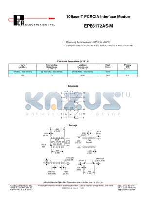 EPE6172AS-M datasheet - 10Base-T PCMCIA Interface Module