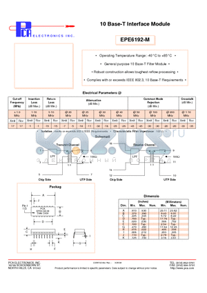 EPE6192-M datasheet - 10 Base-T Interface Module