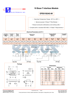 EPE6192AG-M datasheet - 10 Base-T Interface Module