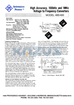 458 datasheet - High Accuracy, 100kHz and 1MHz Voltage to Frequency Converterss