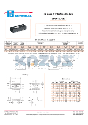 EPE6192GE datasheet - 10 Base-T Interface Module