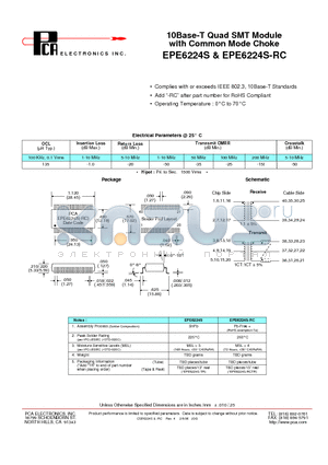 EPE6224S datasheet - 10Base-T Quad SMT Module with Common Mode Choke