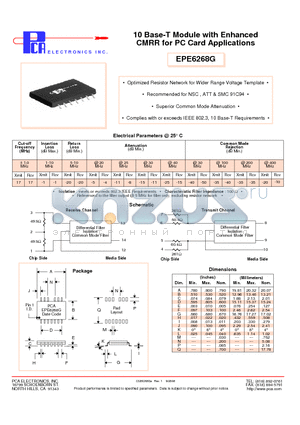 EPE6268G datasheet - 10 Base-T Module with Enhanced CMRR for PC Card Applications