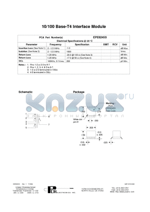 EPE6245S datasheet - 10/100 Base-T4 Interface Module