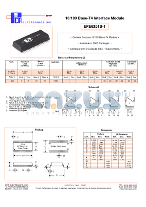 EPE6251S-1 datasheet - 10/100 Base-T4 Interface Module