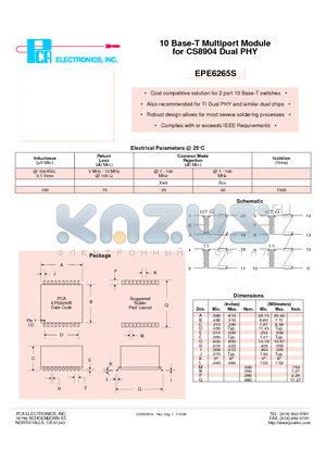 EPE6265S datasheet - 10 Base-T Multiport Module for CS8904 Dual PHY