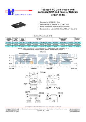 EPE6133AG datasheet - 10Base-T PC Card Module